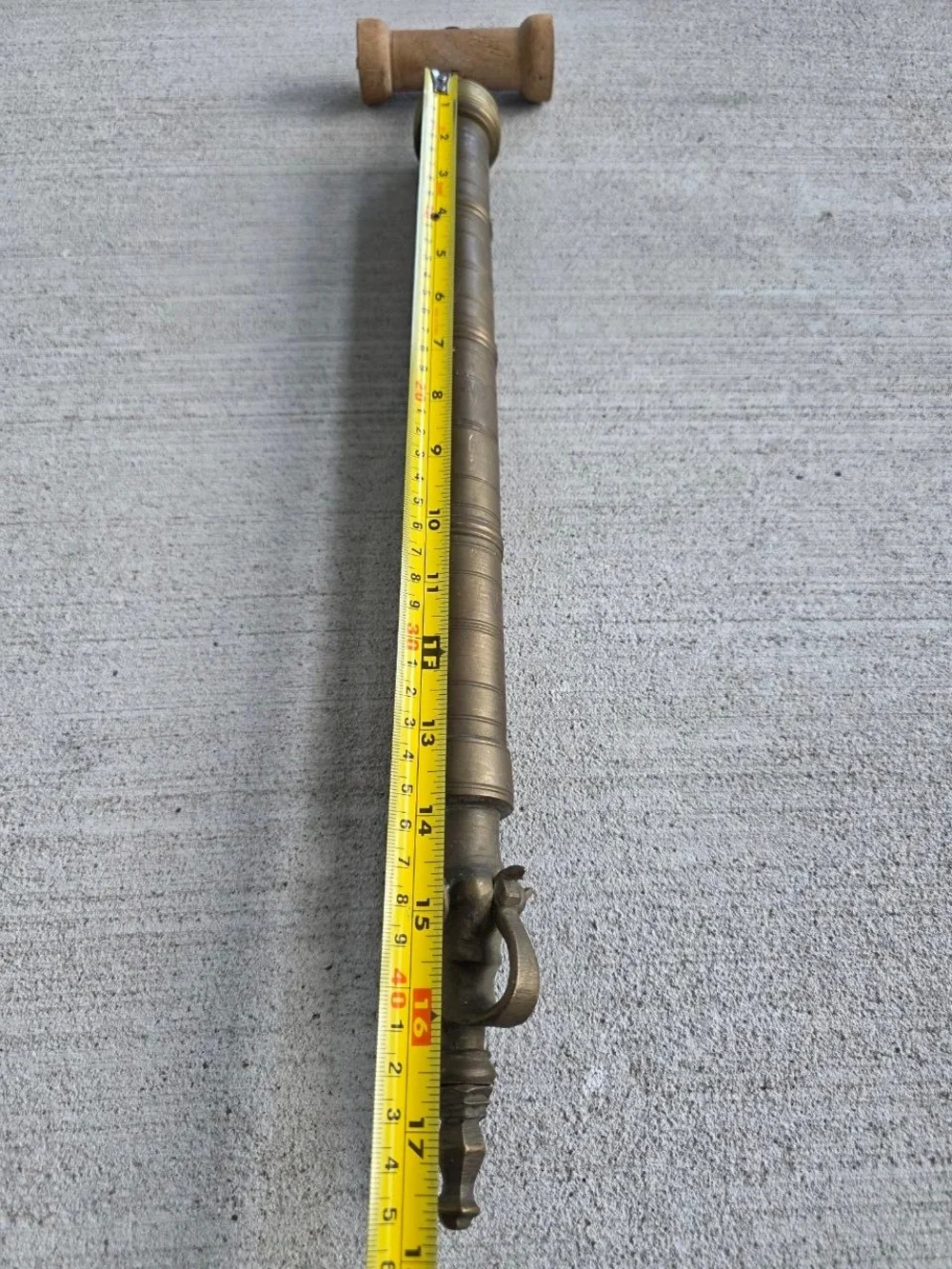 Antique Vintage Brass Fireplace Blowpipe Bird Figural Hearth Tool Wood Handle